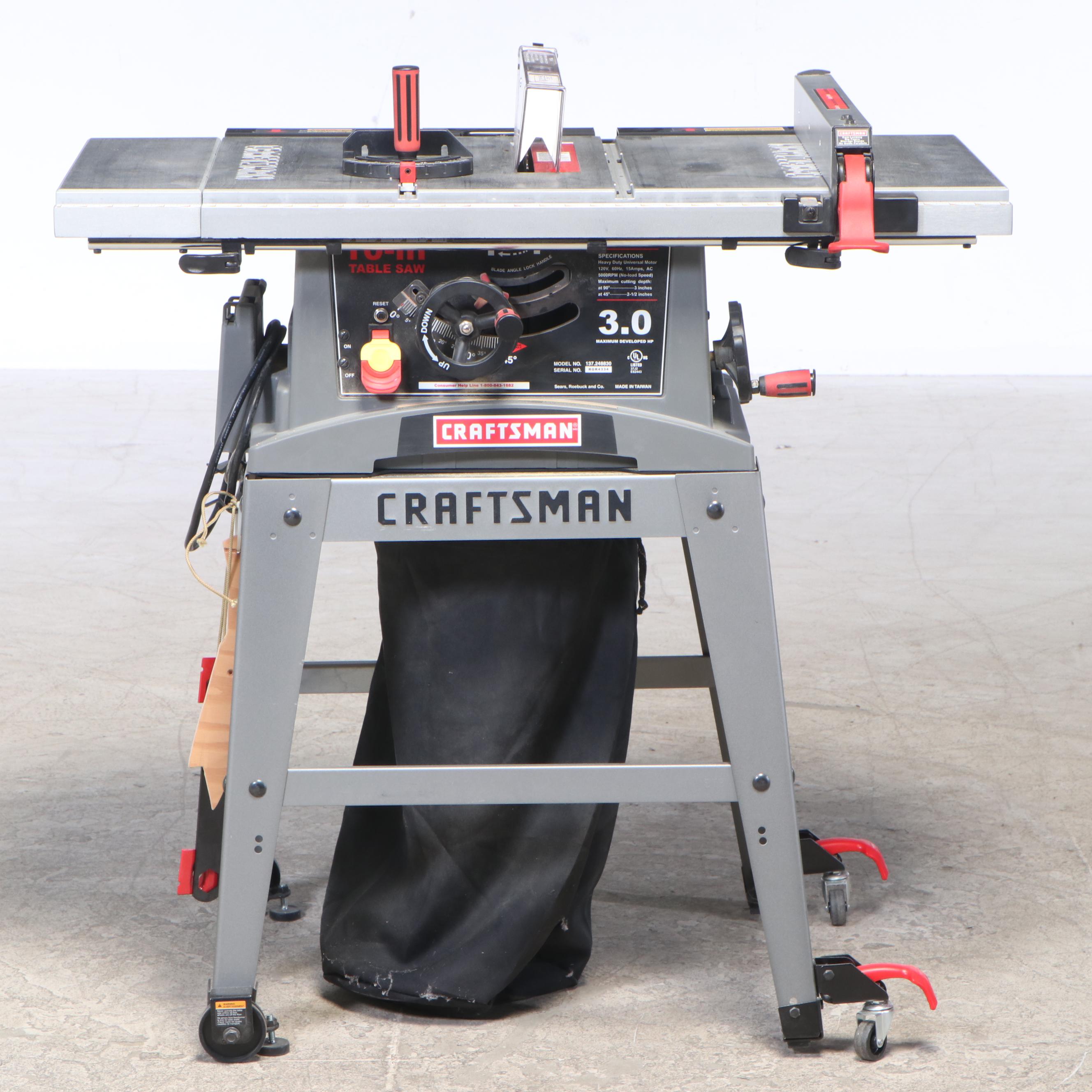 Craftsman 10" Table Saw With Casters EBTH