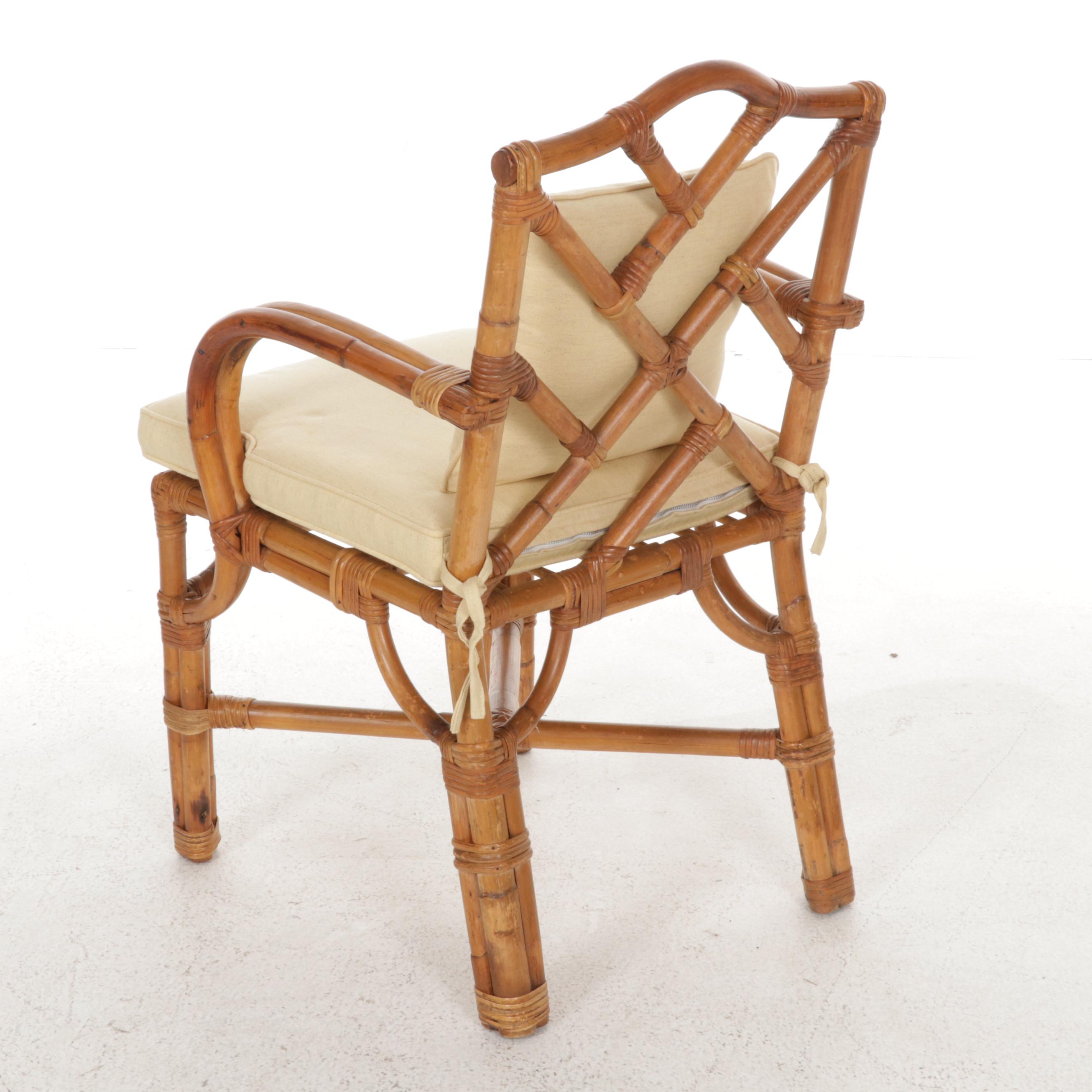 Mid Century Modern Rattan Loveseat, Chair and Demilune Side Table EBTH