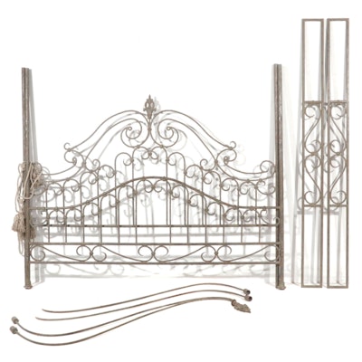 Contemporary Forged Metal King Size Canopy Bed
