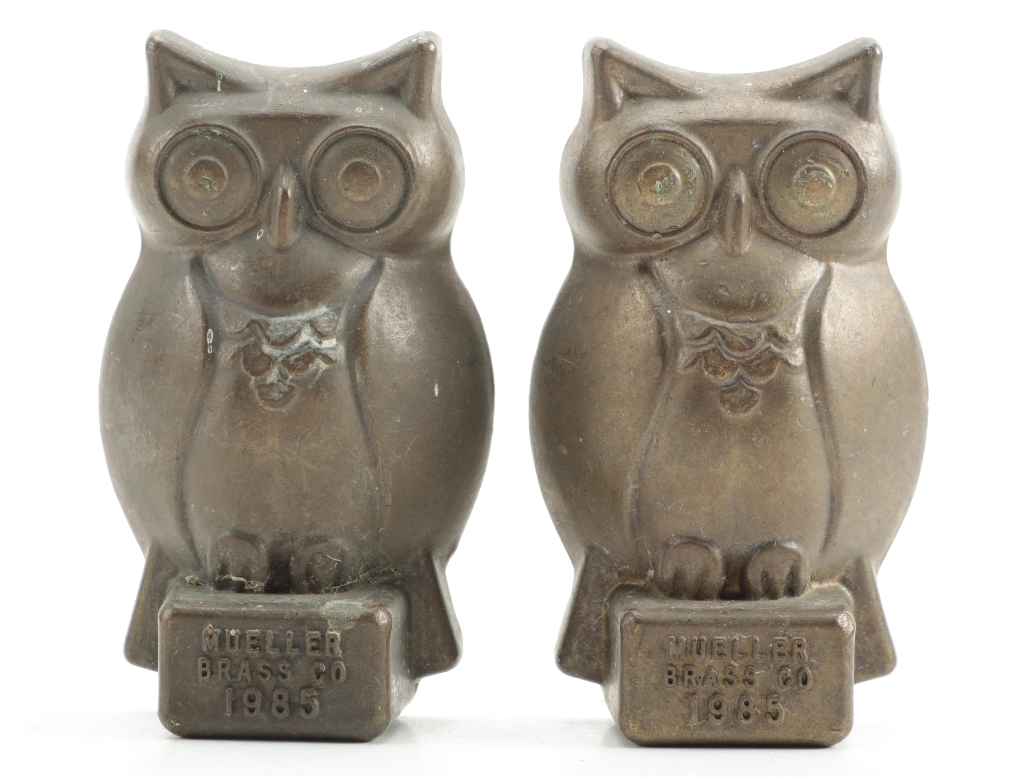 Mueller Brass Co. Owl Paperweights, 1985 EBTH