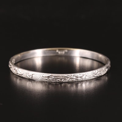 Sterling Bangle with Stippled Detailing