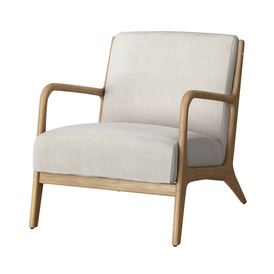 Project 62 Esters Upholstered Wood Arm Chair in Cream