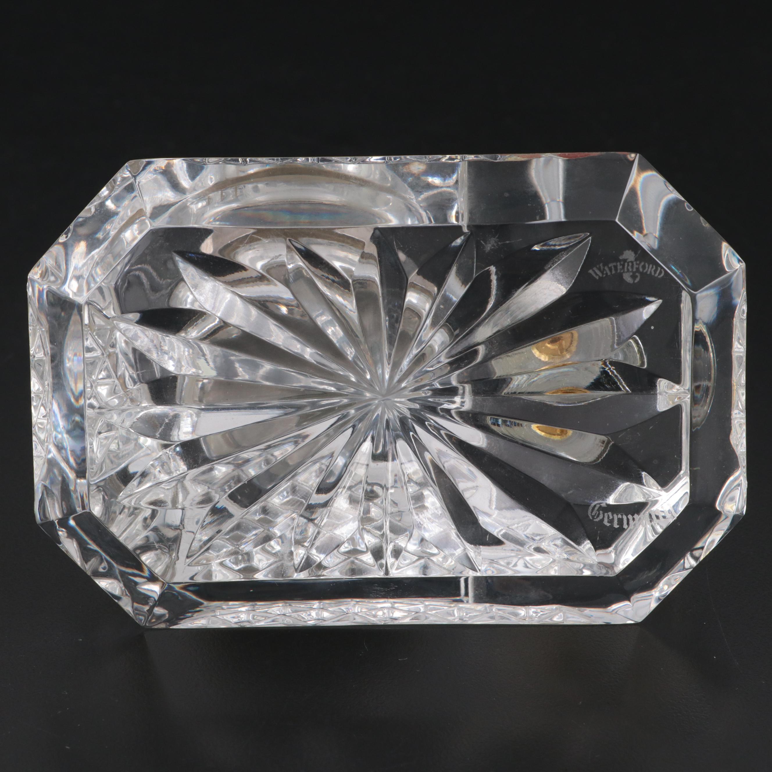 Waterford Crystal Combination Desk Clock and Pen Holder, Late 20th