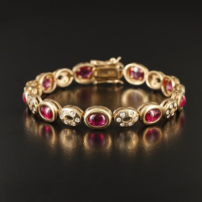 Sterling Ruby and Cubic Zirconia Bracelet