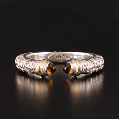 Bill Blass Sterling Hinged Cuff with Citrine and 18K Accents