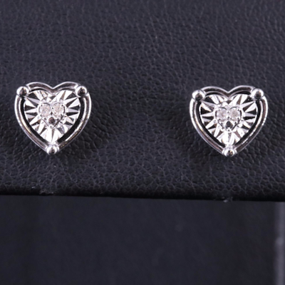 Sterling 0.035 CTW Diamond Stud Earrings