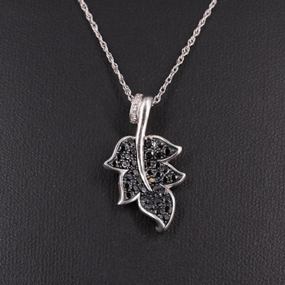 Sterling Diamond Leaf Necklace