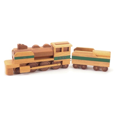 Handmade Wooden B & O Special Locomotive and Train Car