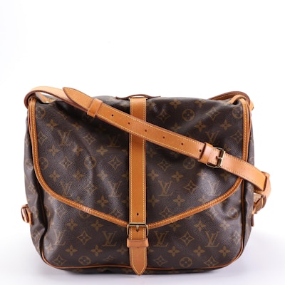 Louis Vuitton Saumur 35 Messenger Bag in Monogram Canvas and Vachetta Leather