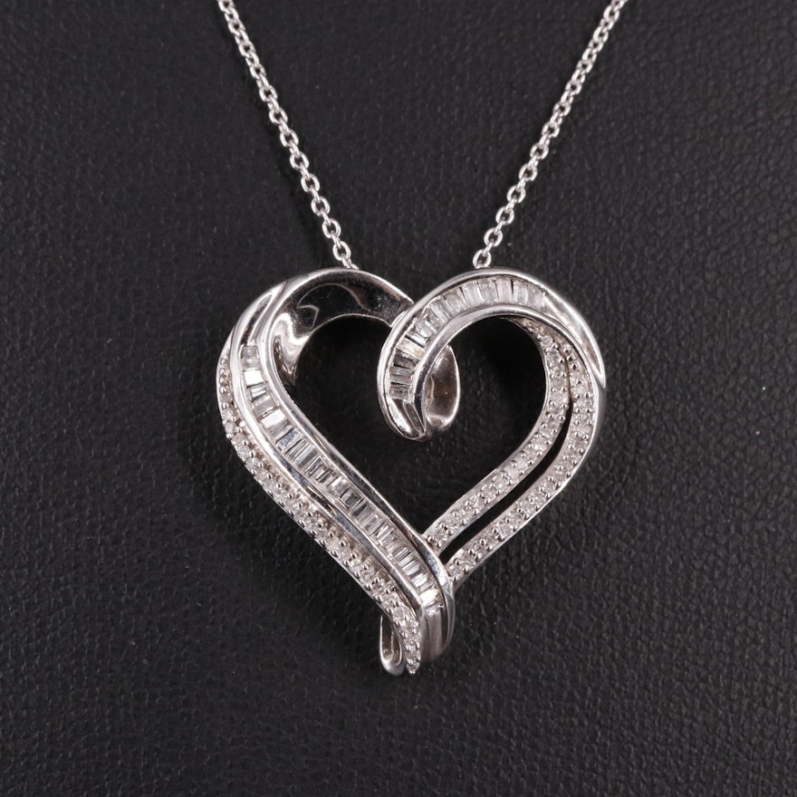 Sterling 0.51 CTW Diamond Heart Necklace