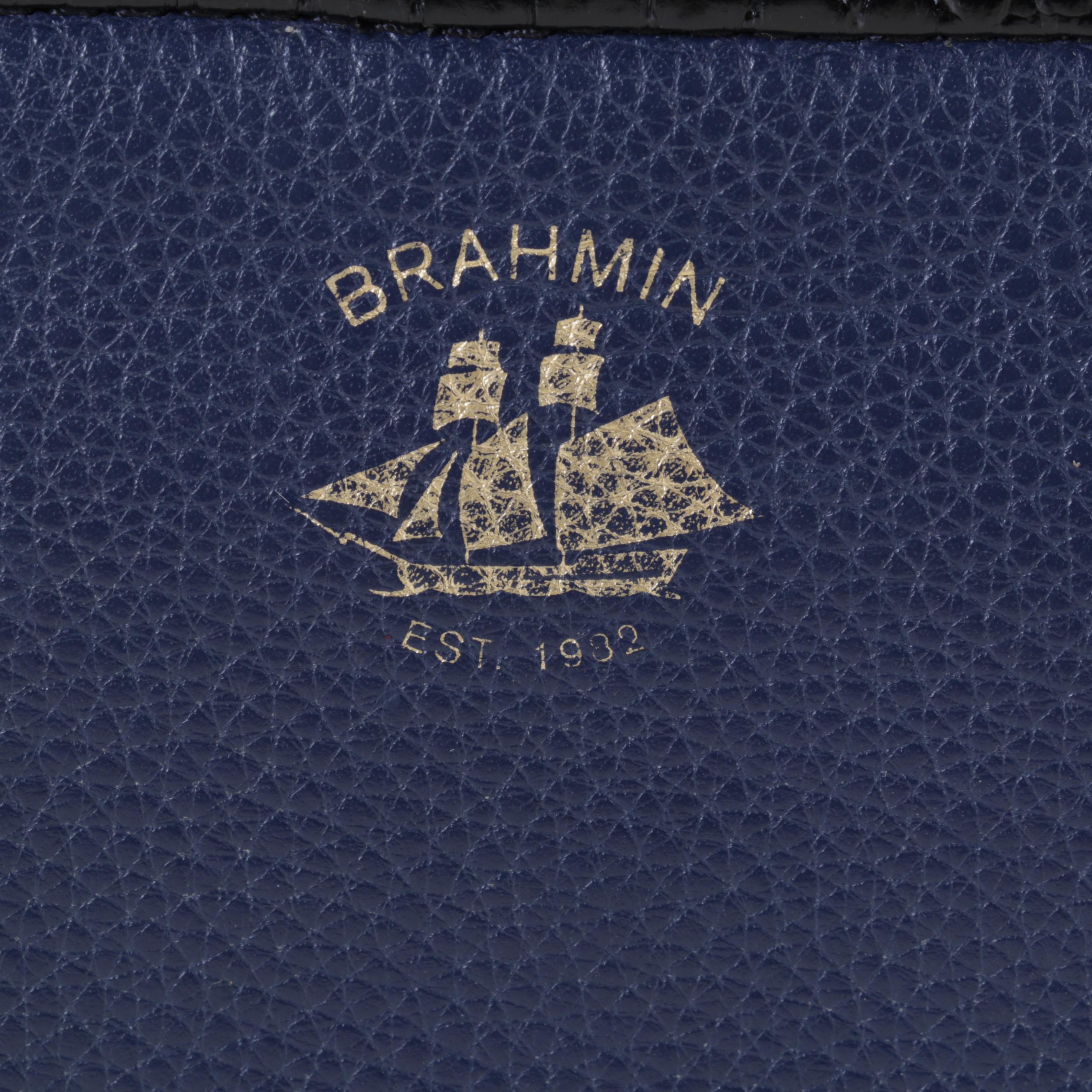 Brahmin ZipAround Wallet In Blue Pebbled Leather EBTH