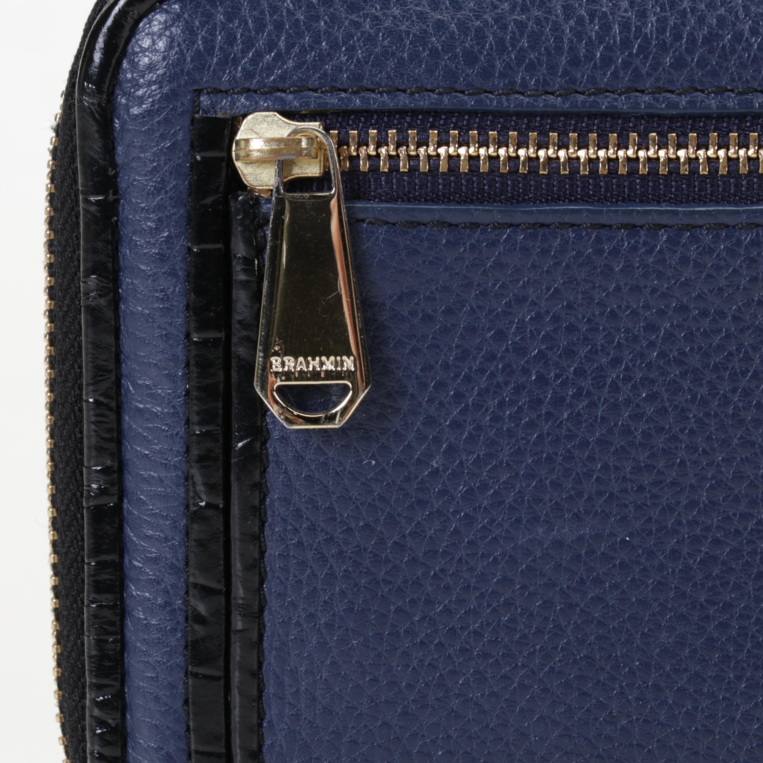 Brahmin ZipAround Wallet In Blue Pebbled Leather EBTH