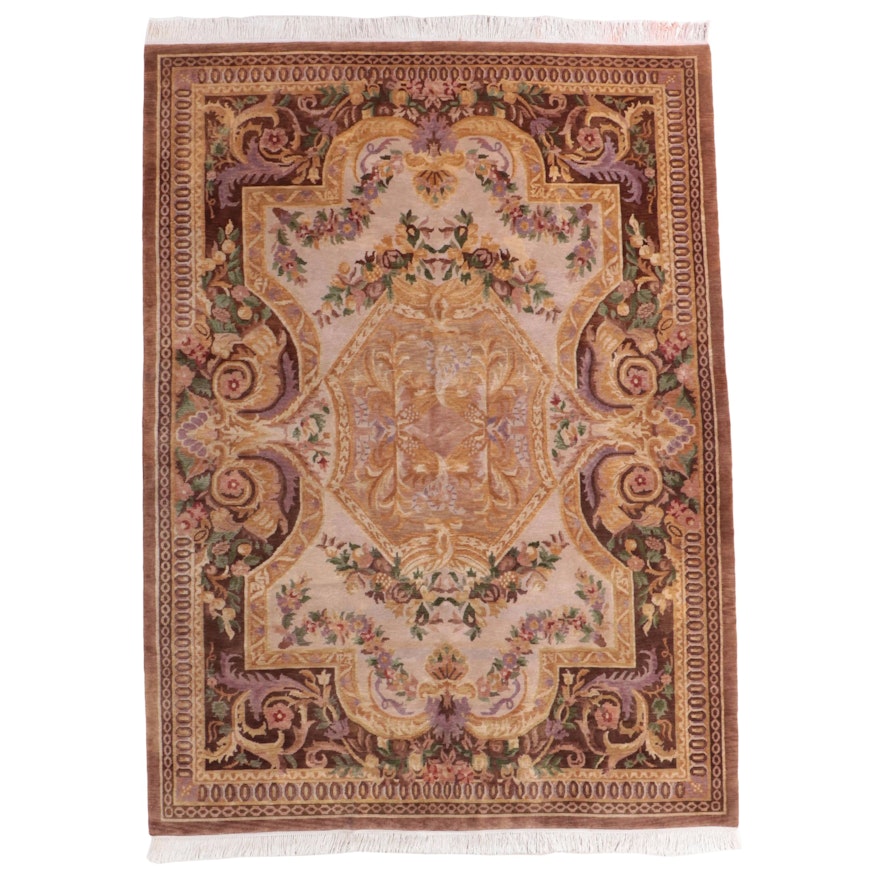 8'8 x 12'2 Hand-Knotted Tibetan-French Aubusson Style Room Sized Rug