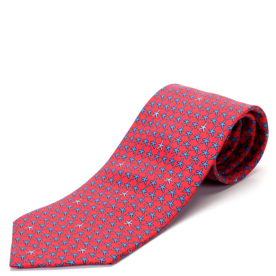 Hermès 5056 PA Printed Silk Twill Hand-Stitched Necktie