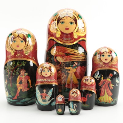 Hand-Painted Linden Wood Russian Matryoshka Nesting Dolls
