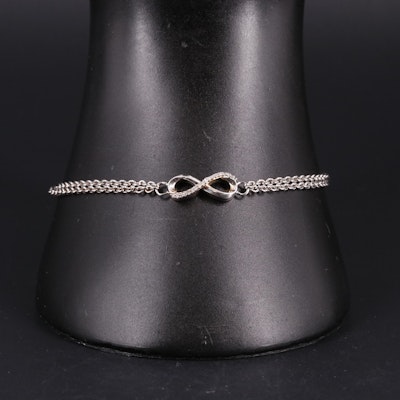 Sterling 0.05 CTW Diamond Infinity Bracelet