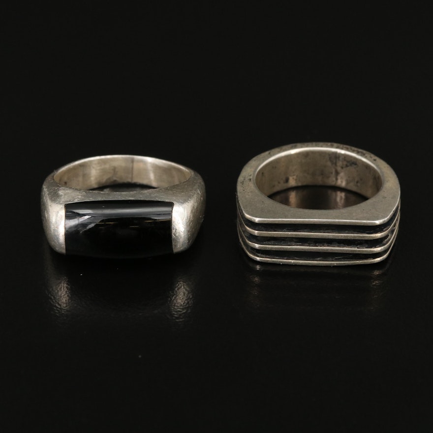 Mexican Sterling Featured in Pair of Rings