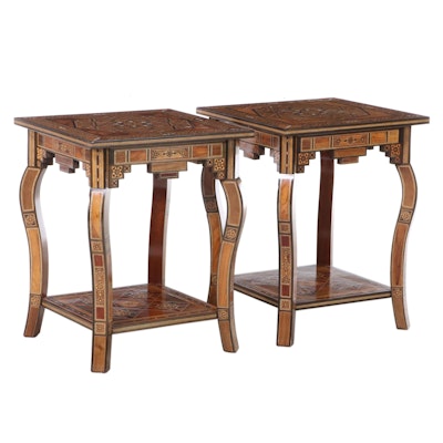 Pair of Syrian Inlaid End Tables, Made for Wunderley Furniture