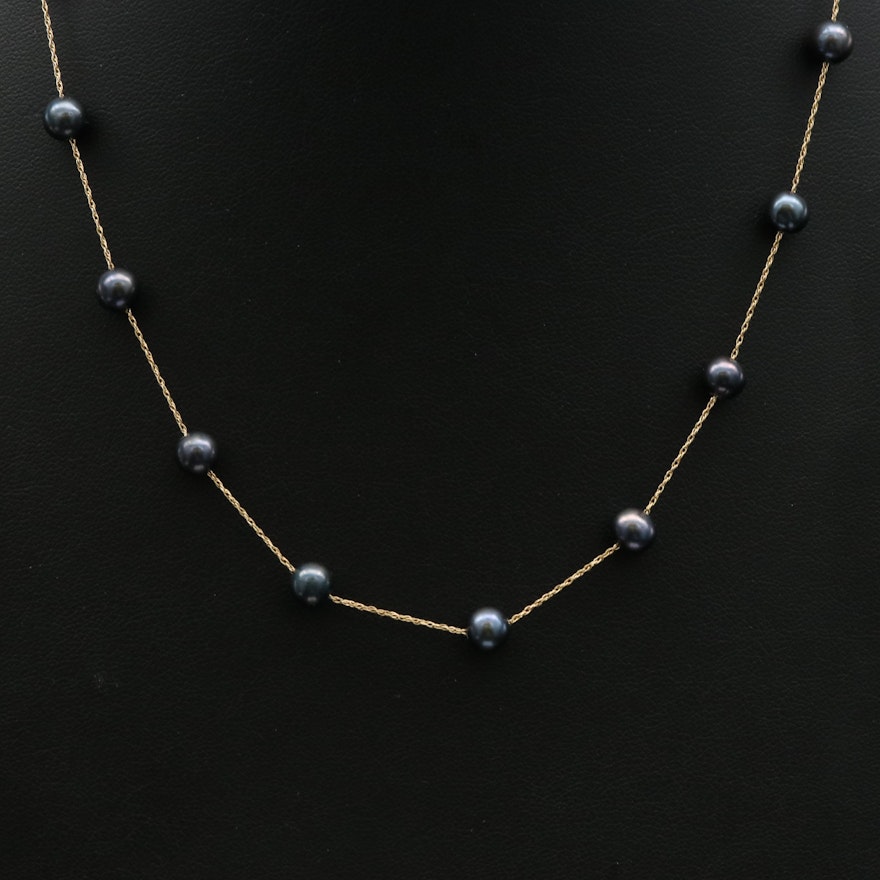 14K Pearl Station Necklace