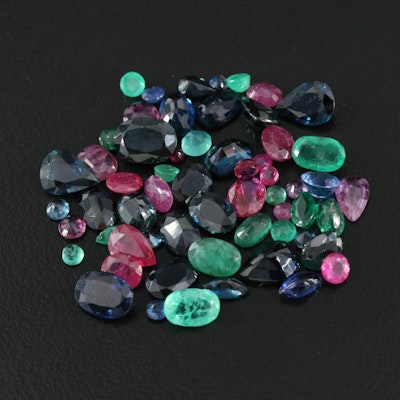 Loose 19.03 CTW Mixed Faceted Ruby, Sapphire and Emerald