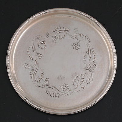Georg Jensen Sterling Silver Chased Floral and Foliate Coaster, Mid/Late 20th C.