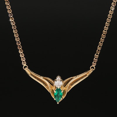 10K Emerald and Diamond Necklace