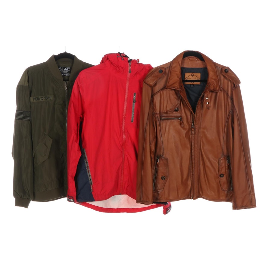 Men's Sperry and Army Performance Windbreakers with Cornstock Leather Jacket