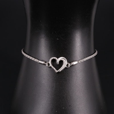 Sterling 0.03 CTW Diamond Heart Bracelet