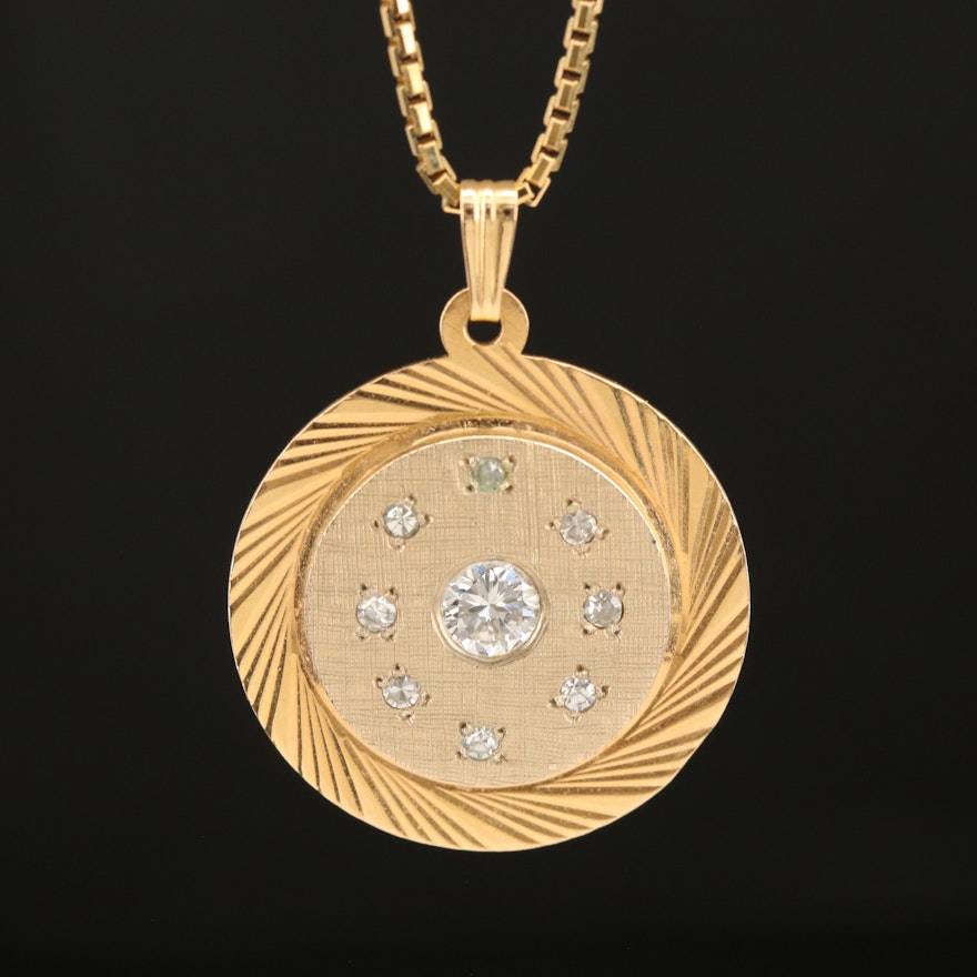 14K 0.50 CTW Diamond Medallion Pendant Necklace