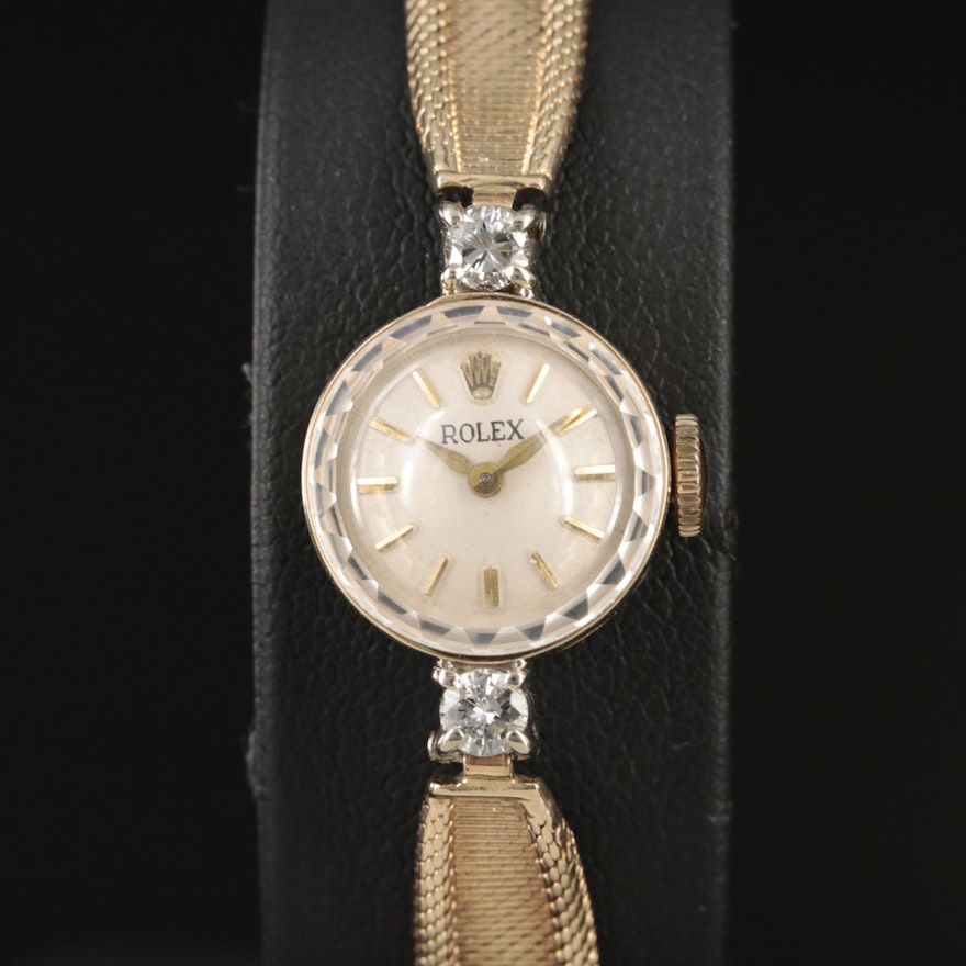 Vintage Rolex 14K and Diamond Wristwatch