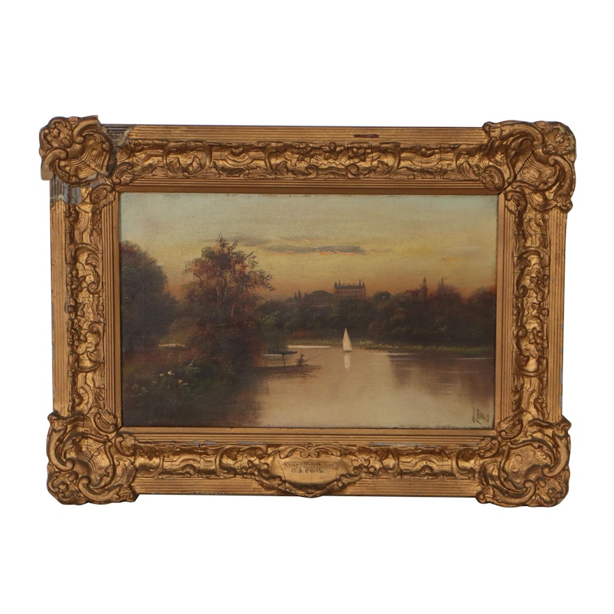 James Isiah Lewis Oil Painting of River Landscape "New Richmond"