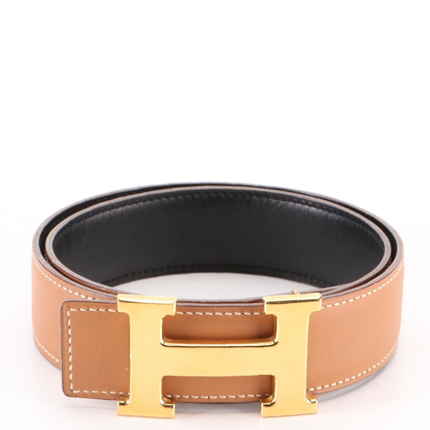 Hermès H Buckle Reversible Leather Belt