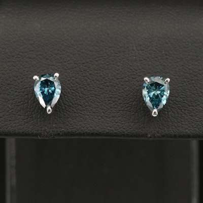 14K 1.44 CTW Lab Grown Fancy Blue Diamond Stud Earrings
