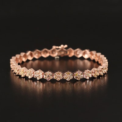 14K Rose Gold 2.98 CTW Diamond Line Bracelet