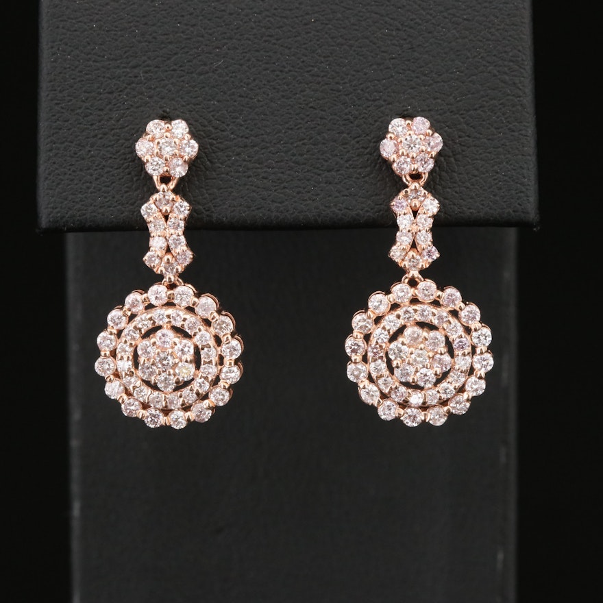 14K Rose Gold 1.15 CTW Diamond Earrings
