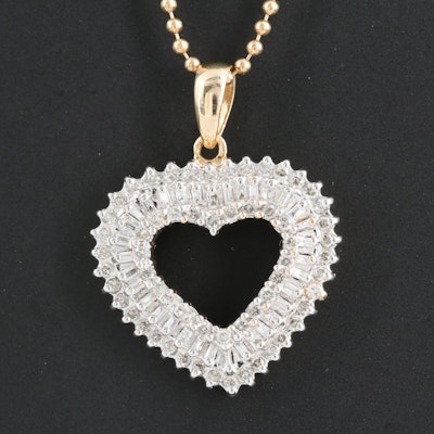 14K 0.91 CTW Diamond Heart Pendant Necklace