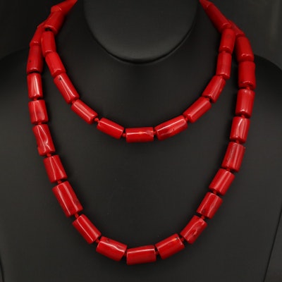 Coral Necklace with Sterling Clasp