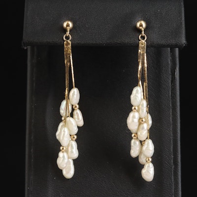 14K Pearl Tassel Earrings