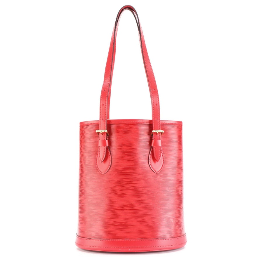 Louis Vuitton Bucket PM Bag in Castilian Red Epi Leather