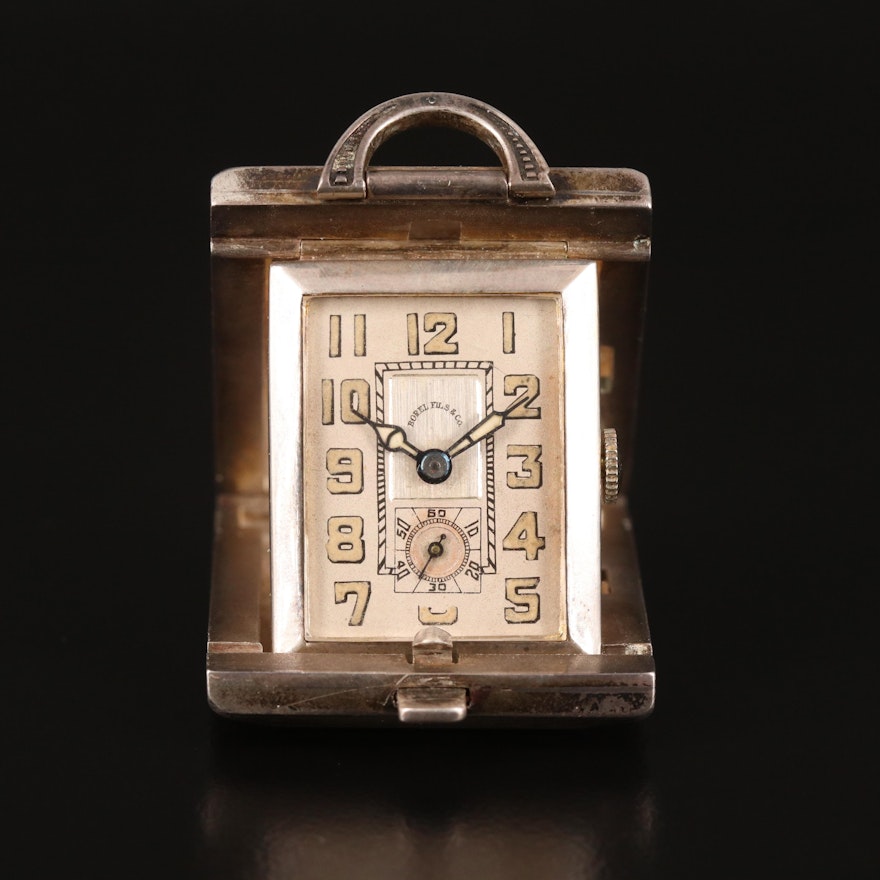 Vintage Swiss Sterling Travel Clock