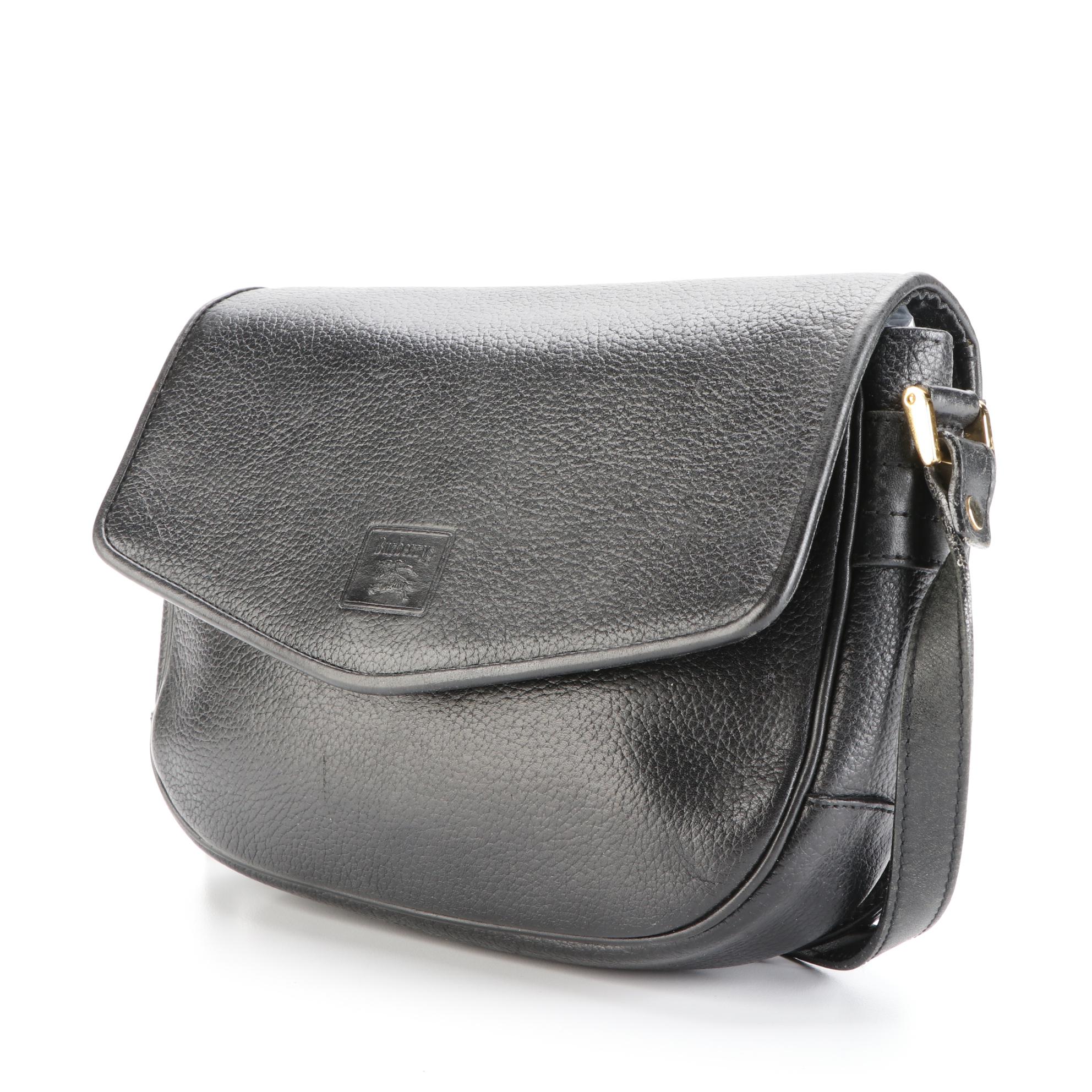 Burberrys Small Flap Crossbody Bag in Black Grained Leather EBTH
