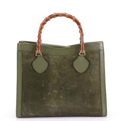 Gucci Bamboo Diana Tote in Suede and Cinghiale Leather