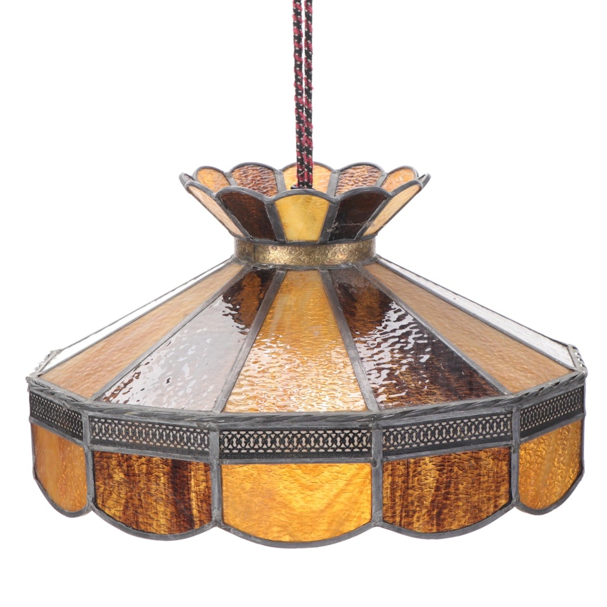 Pebbled Amber and Brown Glass Pendant Light Shade