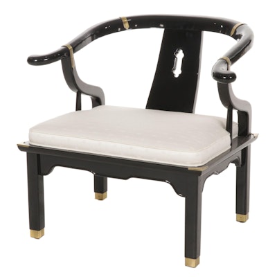 Hickory Chair Co. Brass-Mounted and Lacquered Horseshoe Lounge Chair