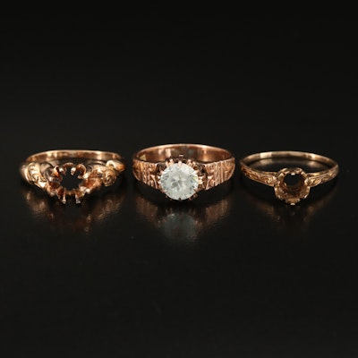 Victorian 14K Ring Mountings and 14K Zircon Ring