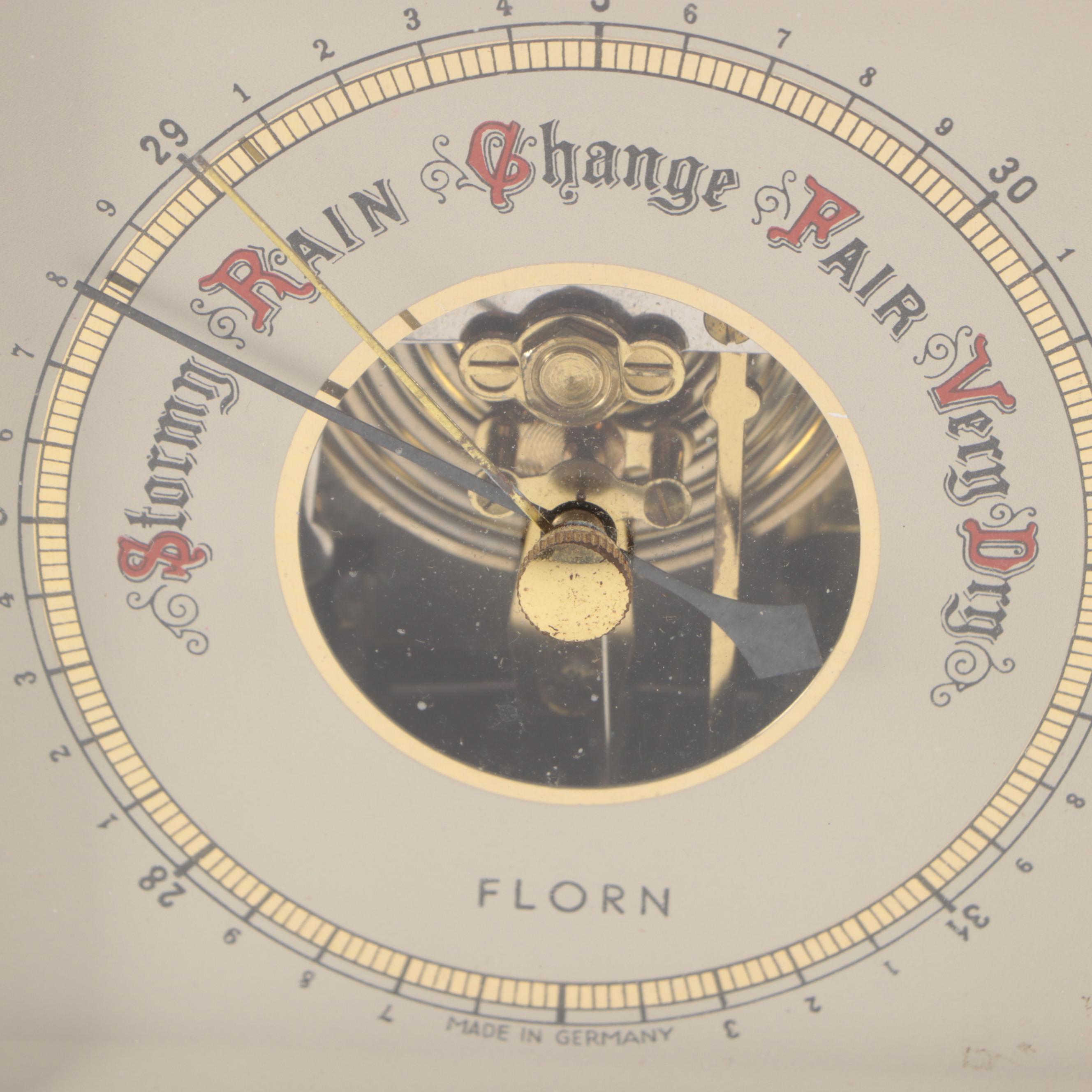 Brass Anchor WallMount Bell With Florn Barometer EBTH