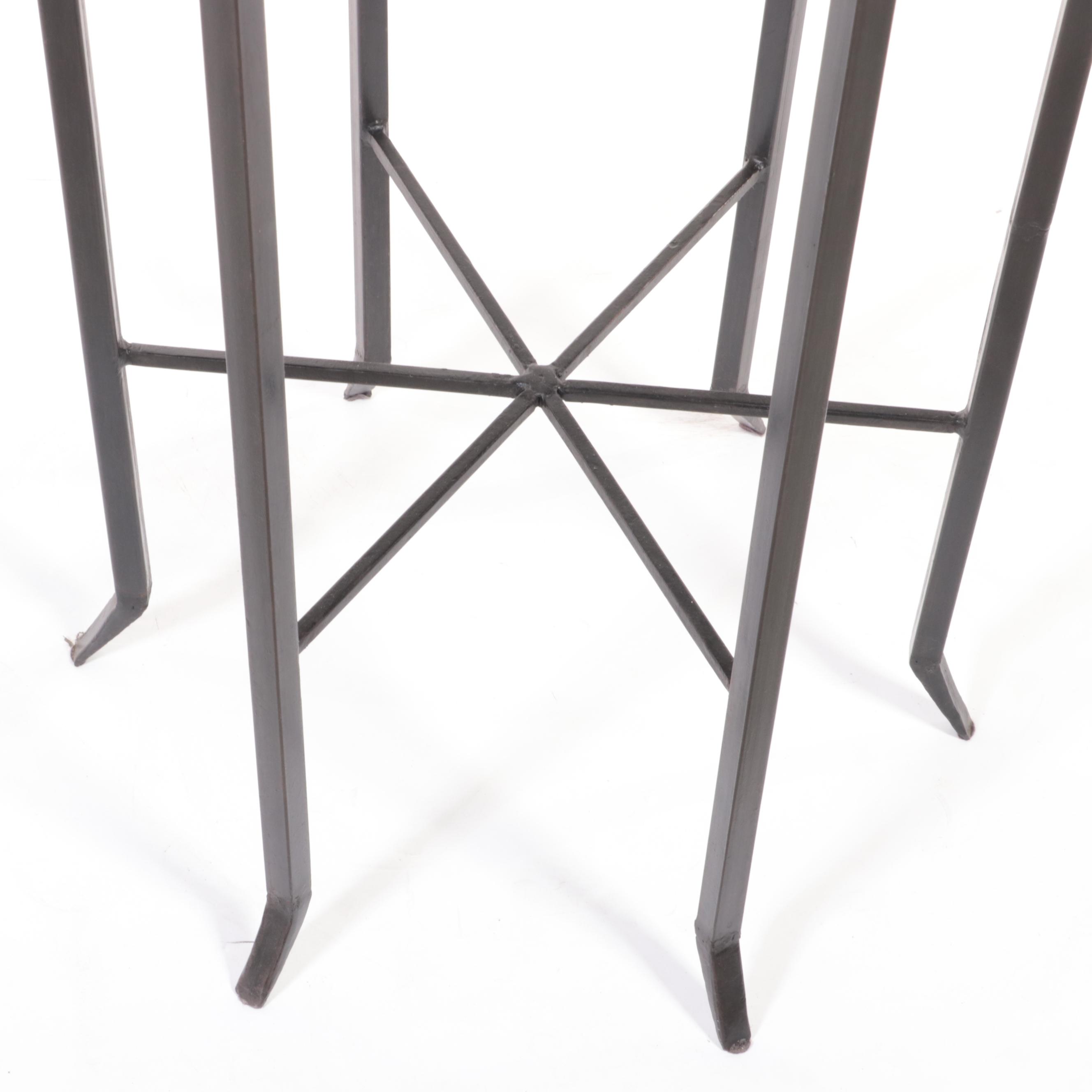 Copper and Iron Framed PagodaForm Stand with Artificial Orchid EBTH