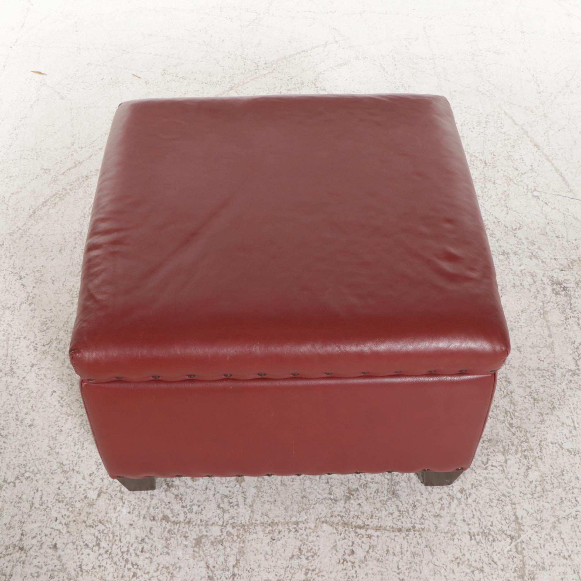 King Hickory Leather Upholstered Storage Ottoman, 21st Century EBTH