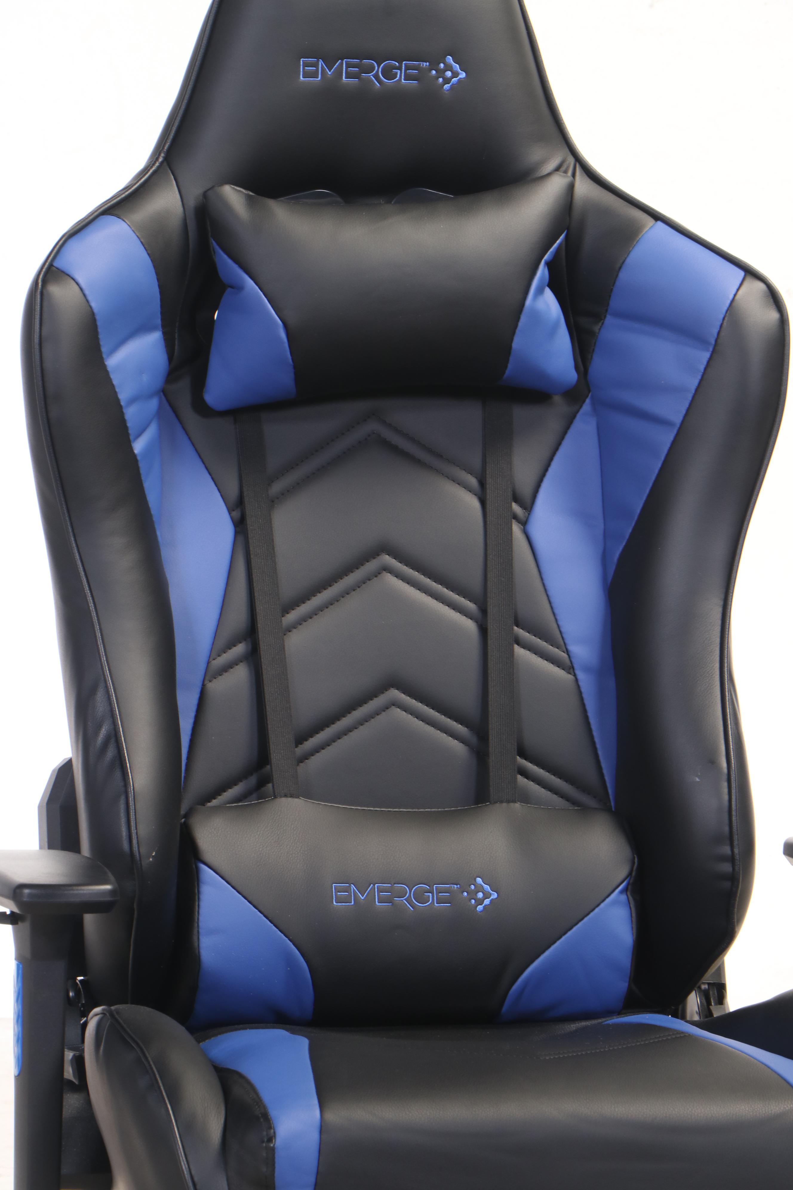 Emerge "Vartan" FauxLeather Gaming Chair in Blue/Black Plus Hobby