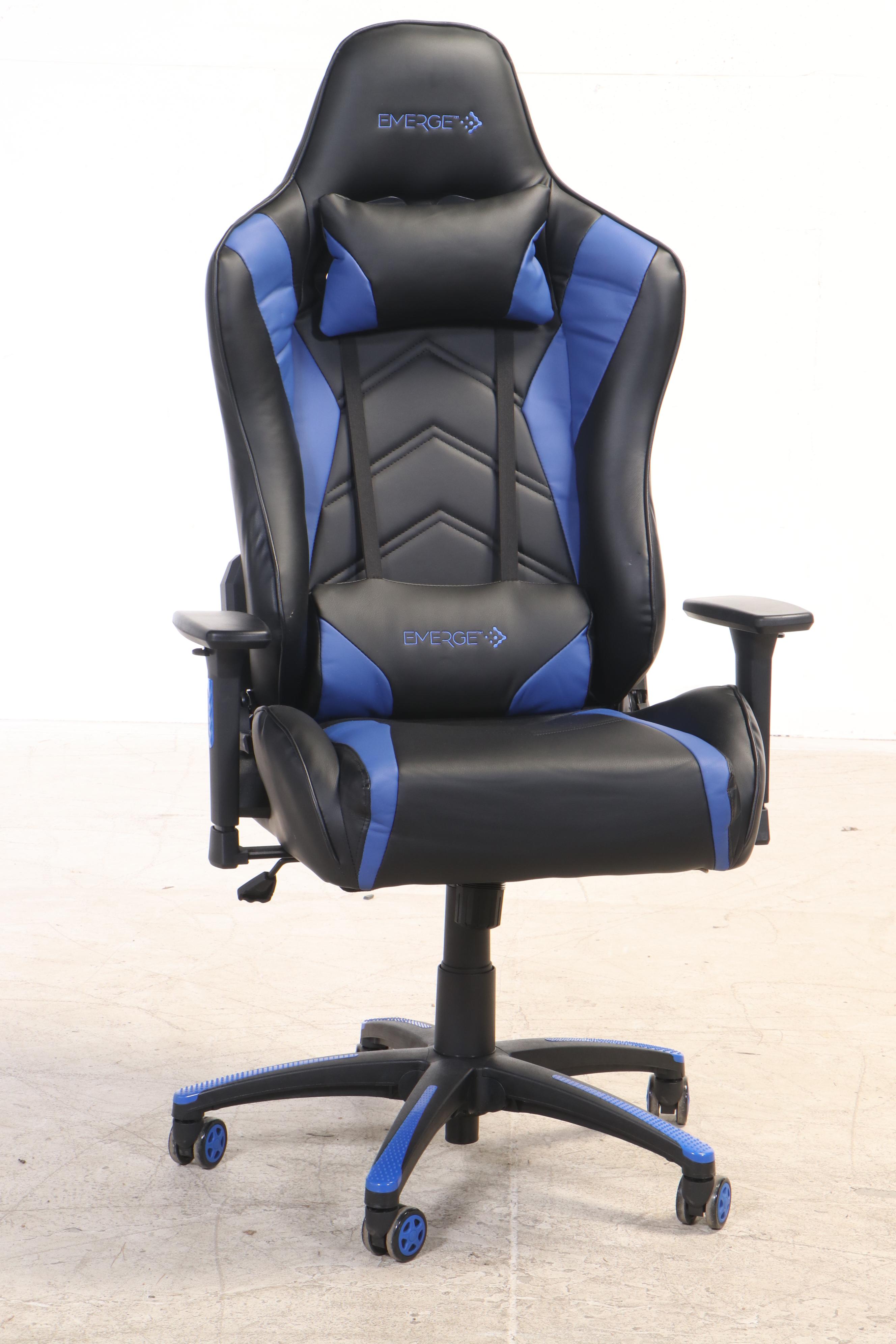 Emerge "Vartan" FauxLeather Gaming Chair in Blue/Black Plus Hobby